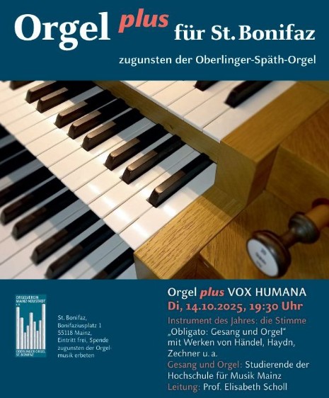 Plakat zur Veranstaltung Orgel plus für St. Bonifaz