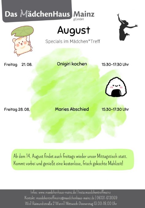 Monatsplan Mädchentreff