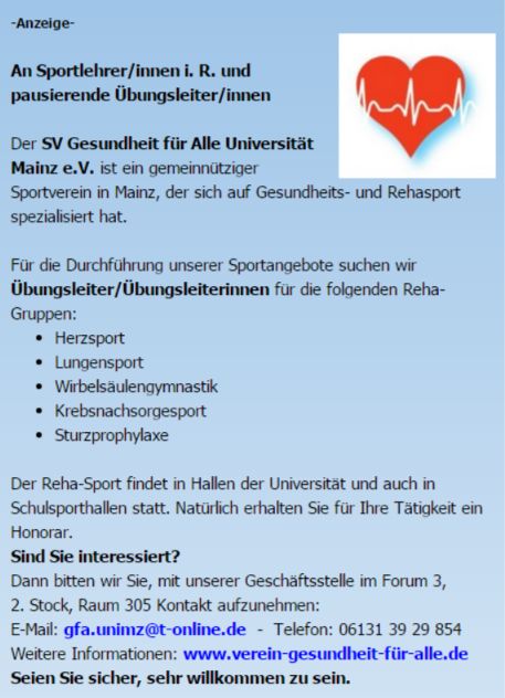 Übungsleiter/innen gesucht