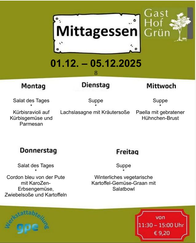 Mittagessen Gast Hof Grün